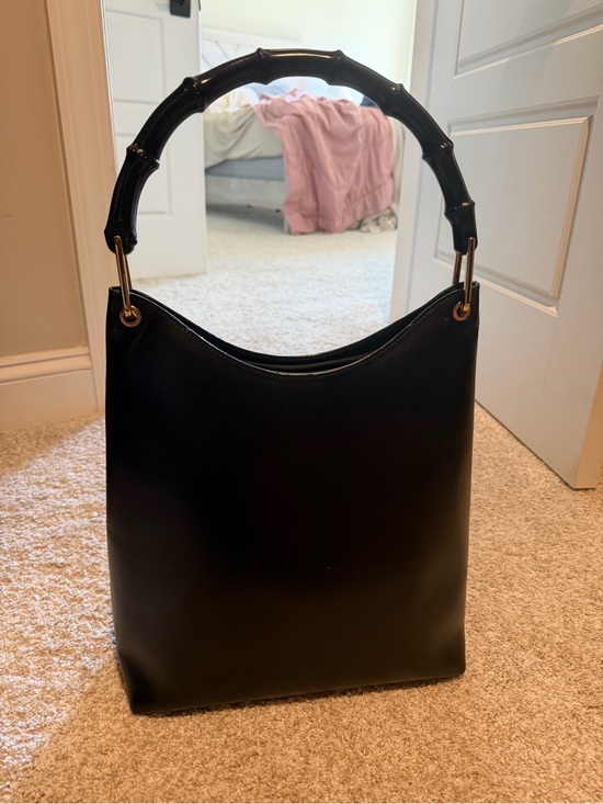 Gucci Handbags - Gucci Black Leather Bamboo-Handle Shoulder Bag